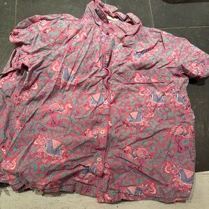 Printfresh Women’s Pink Elephant PJs - short sleeve top, pants, shorts - size S